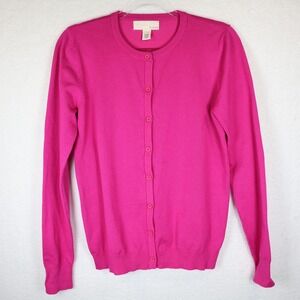 BY DESIGN Pink Crew Neck Button Front Cardigan Sweater Women's Size S‎